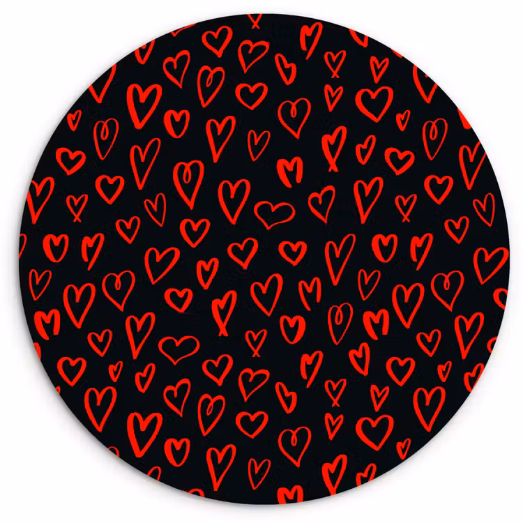 Zwart - Harten - Rood Wandcirkel plexiglas klein 852 -3d