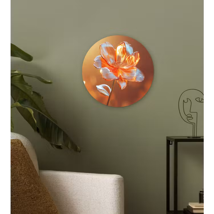 Glazen - Bloem - Zonlicht Wandcirkel kunststof plaat 5mm dik klein -sfeer3