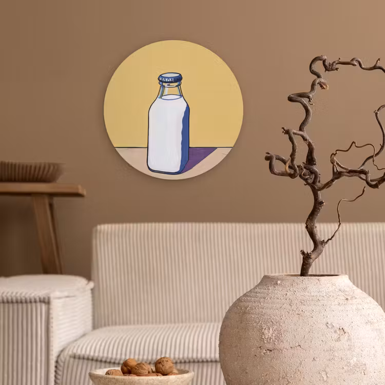 Glazen - Fles - Illustratie - Melk Wandcirkel kunststof plaat 5mm dik klein -sfeer1