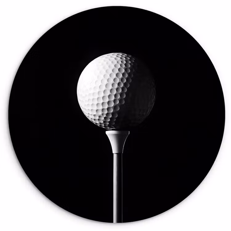 Golfbal - Minimalistisch - Wit Wandcirkel kunststof plaat 5mm dik klein -3d