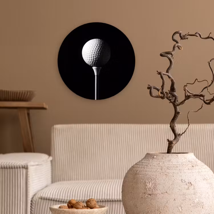 Golfbal - Minimalistisch - Wit Wandcirkel kunststof plaat 5mm dik klein -sfeer1