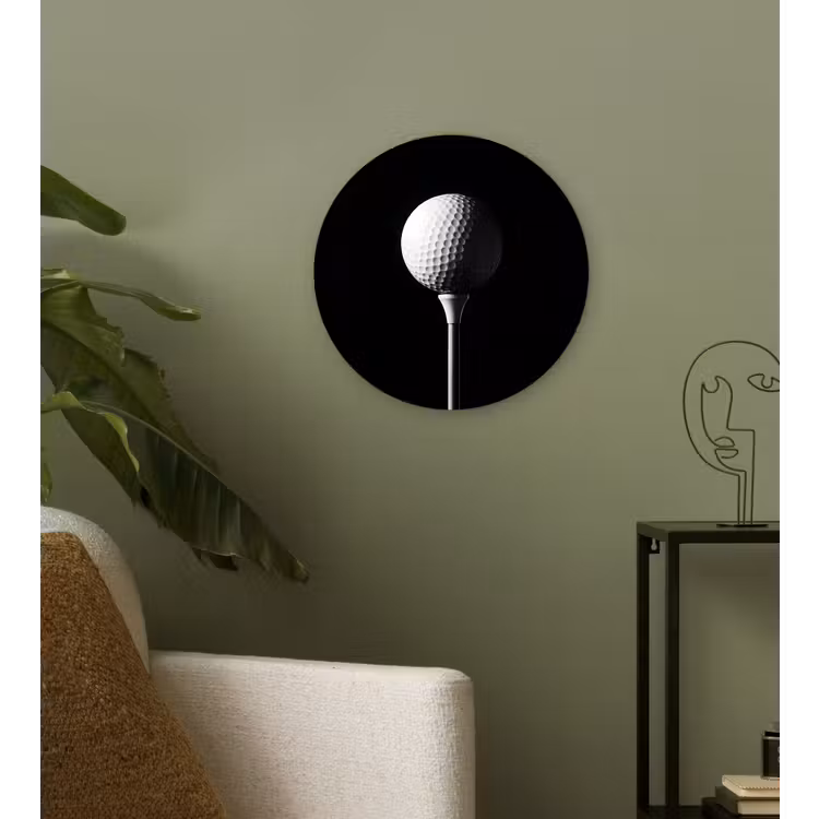 Golfbal - Minimalistisch - Wit Wandcirkel kunststof plaat 5mm dik klein -sfeer3