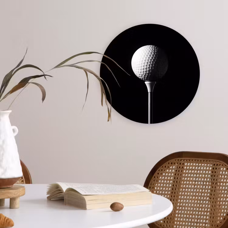 Golfbal - Minimalistisch - Wit Wandcirkel kunststof plaat 5mm dik klein -sfeer4