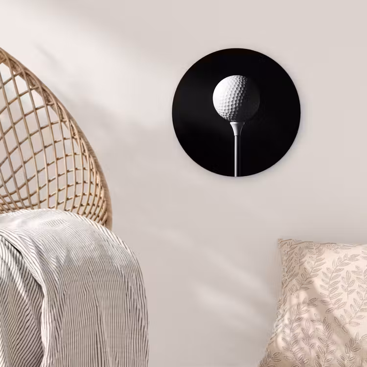Golfbal - Minimalistisch - Wit Wandcirkel kunststof plaat 5mm dik klein -sfeer5