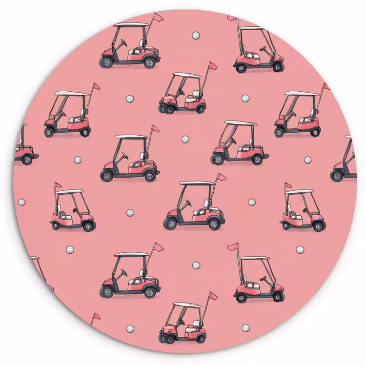 Golfkar - Retro - Roze Wandcirkel kunststof plaat 5mm dik klein 188 -3d