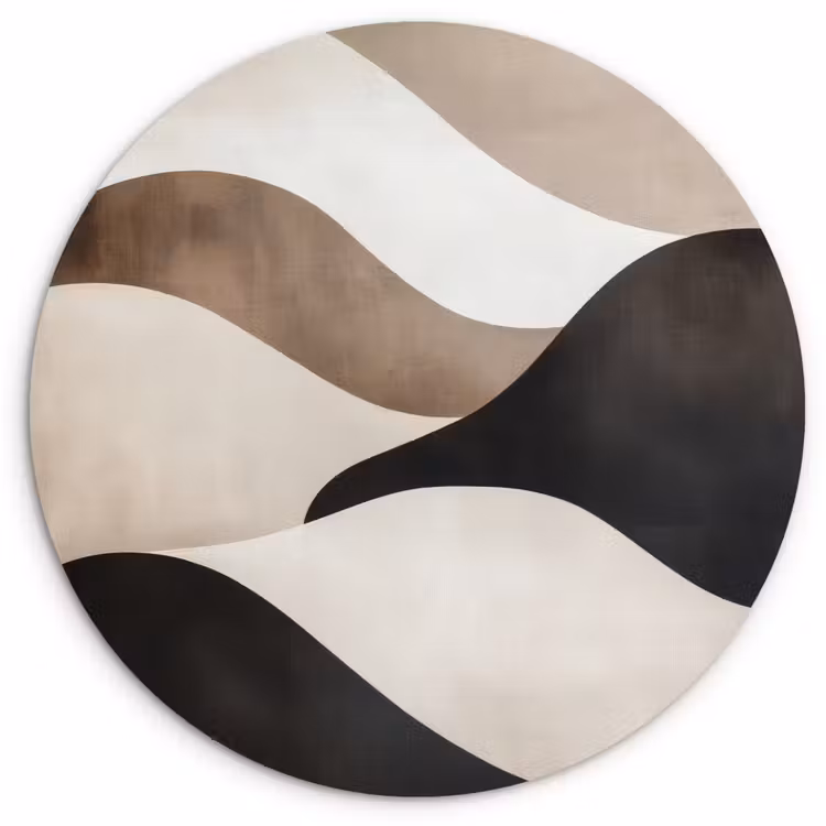 Golven - Abstract - Beige Wandcirkel kunststof plaat 5mm dik klein -3d