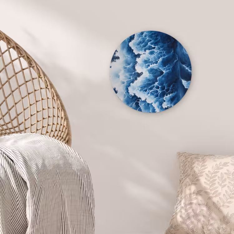 Golven - Blauw - Schuim Wandcirkel kunststof plaat 5mm dik klein -sfeer5