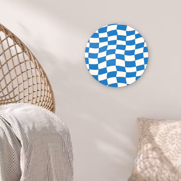 Golvend - Patroon - Blauw Wandcirkel kunststof plaat 5mm dik klein 188 -sfeer5