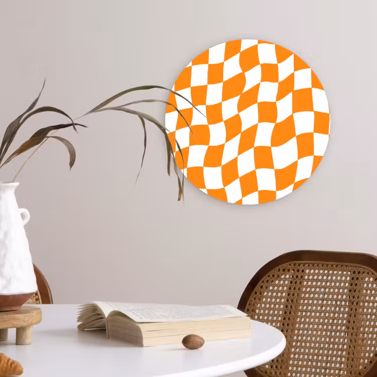 Golvend - Patroon - Oranje Wandcirkel kunststof plaat 5mm dik klein 188 -sfeer4