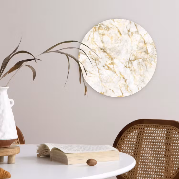 Goud - Licht - Nerf - Marmer Wandcirkel kunststof plaat 5mm dik klein 188 -sfeer4