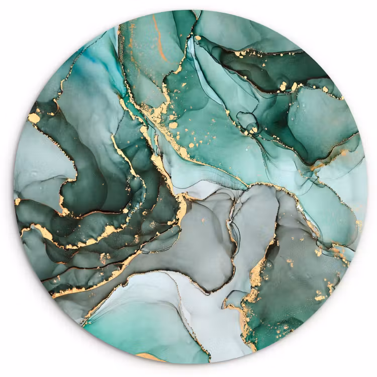 Goud - Marmer - Groen - Luxe - Marmerlook - Grijs Wandcirkel kunststof plaat 5mm dik klein -3d