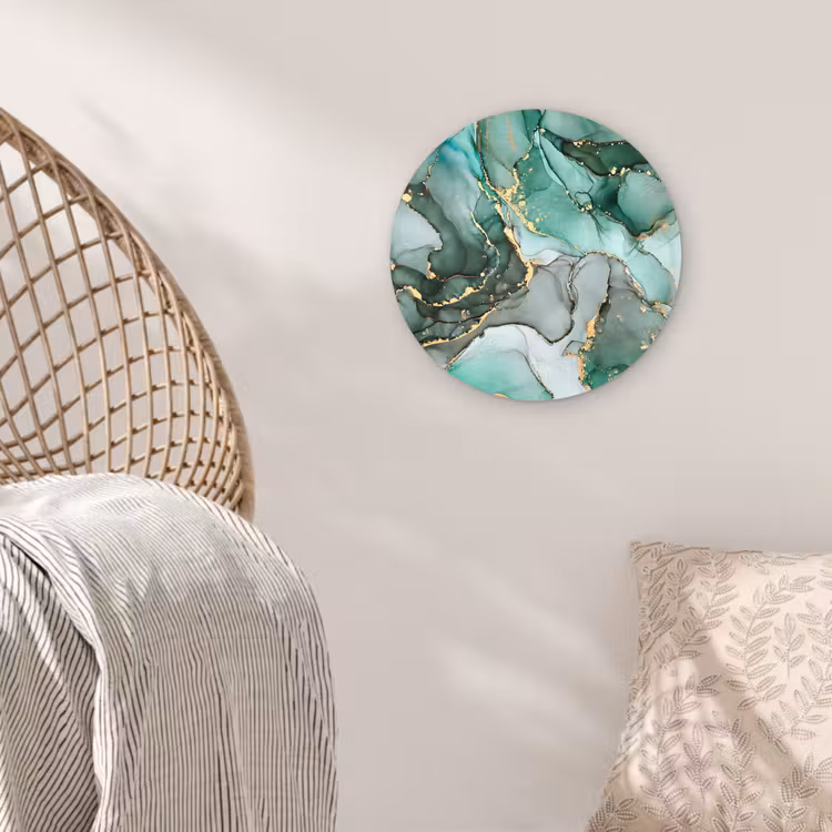 Goud - Marmer - Groen - Luxe - Marmerlook - Grijs Wandcirkel kunststof plaat 5mm dik klein -sfeer5