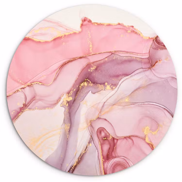 Goud - Marmer - Roze Wandcirkel kunststof plaat 5mm dik klein -3d