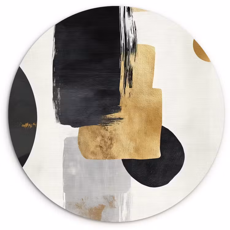 Goud - Rechthoeken - Cirkels - Abstract Wandcirkel kunststof plaat 5mm dik klein -3d