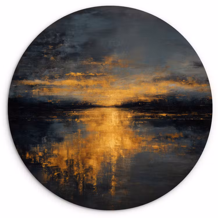 Gouden Reflectie op Water Wandcirkel kunststof plaat 5mm dik klein -3d