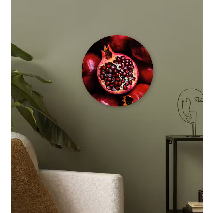 Granaatappel - Rood - Fruit Wandcirkel kunststof plaat 5mm dik klein -sfeer3