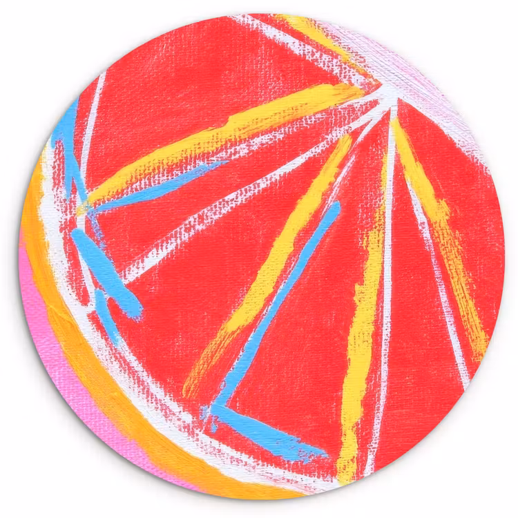 Grapefruit - Geschilderd - Roze - Strepen Wandcirkel kunststof plaat 5mm dik klein -3d