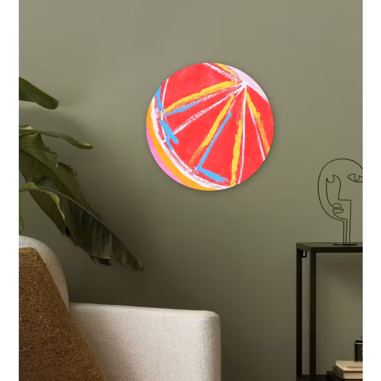 Grapefruit - Geschilderd - Roze - Strepen Wandcirkel kunststof plaat 5mm dik klein -sfeer3