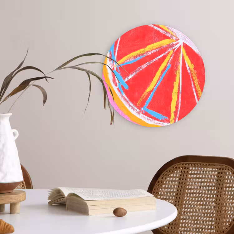 Grapefruit - Geschilderd - Roze - Strepen Wandcirkel kunststof plaat 5mm dik klein -sfeer4