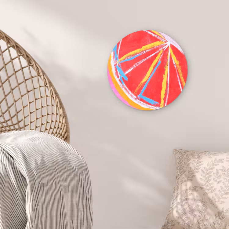 Grapefruit - Geschilderd - Roze - Strepen Wandcirkel kunststof plaat 5mm dik klein -sfeer5
