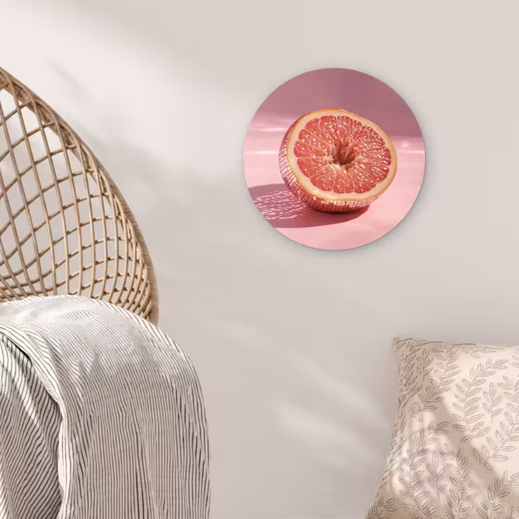 Grapefruit - Roze - Disco - Shiny Wandcirkel kunststof plaat 5mm dik klein -sfeer5