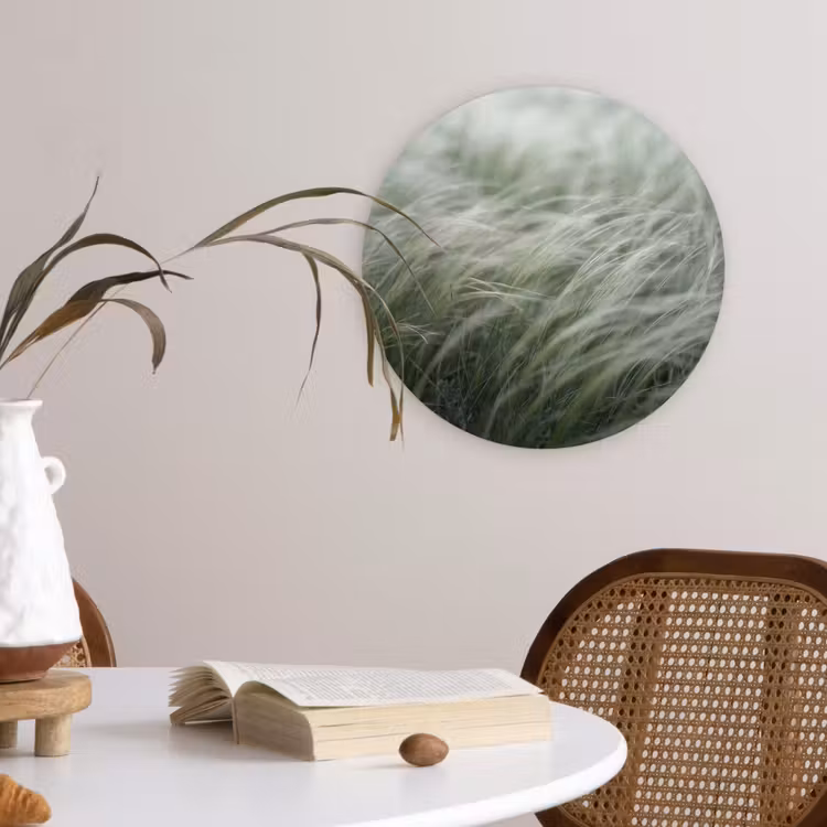 Gras - Wazig - Natuur - Groen - Zacht Wandcirkel kunststof plaat 5mm dik klein -sfeer4