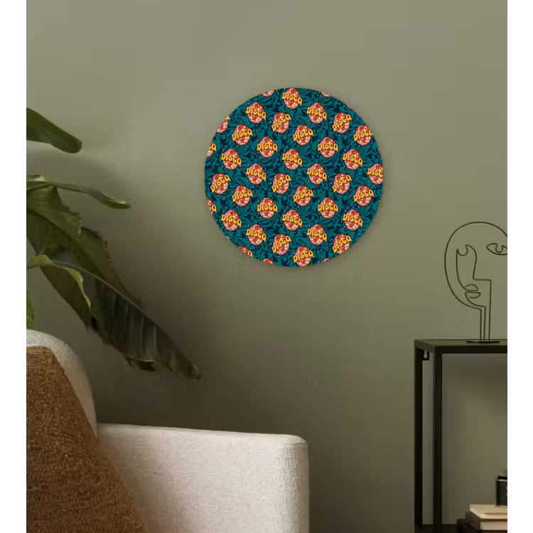 Groen - Disco - Patroon Wandcirkel kunststof plaat 5mm dik klein 188 -sfeer3
