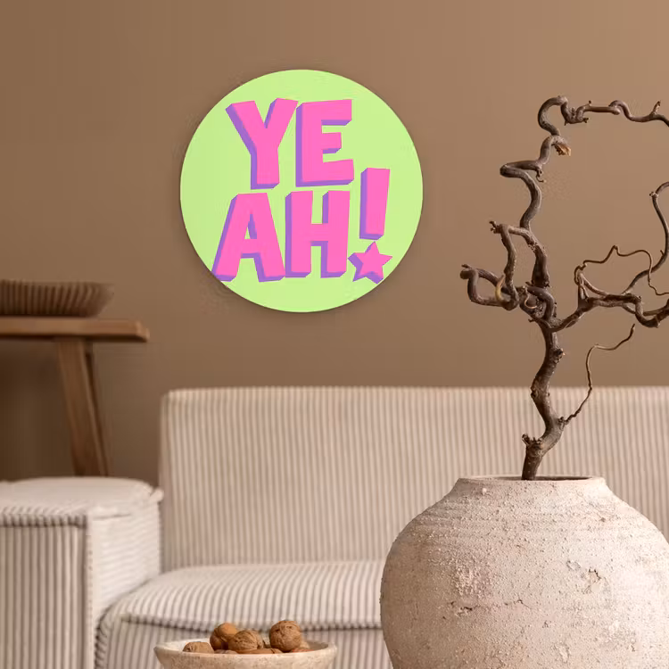 Groen - Neon - Quote Wandcirkel kunststof plaat 5mm dik klein -sfeer1