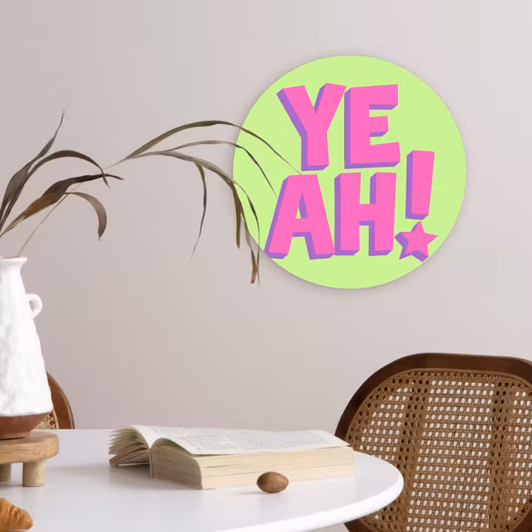 Groen - Neon - Quote Wandcirkel kunststof plaat 5mm dik klein -sfeer4