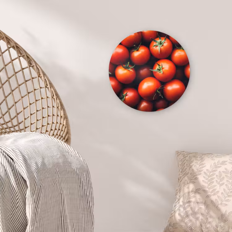 Groente - Rood - Tomaten Wandcirkel kunststof plaat 5mm dik klein -sfeer5
