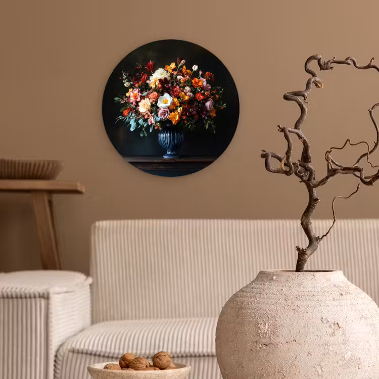 Groot - Bloemen - Vaas - Boeket Wandcirkel kunststof plaat 5mm dik klein -sfeer1