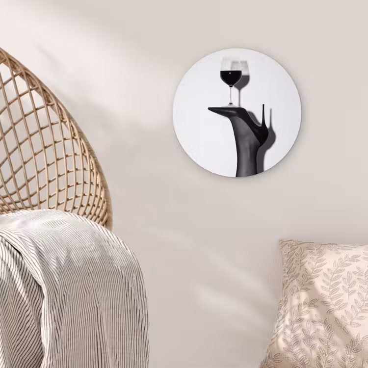 Hak - Wijn - Minimalistisch - Zwart Wandcirkel kunststof plaat 5mm dik klein -sfeer5