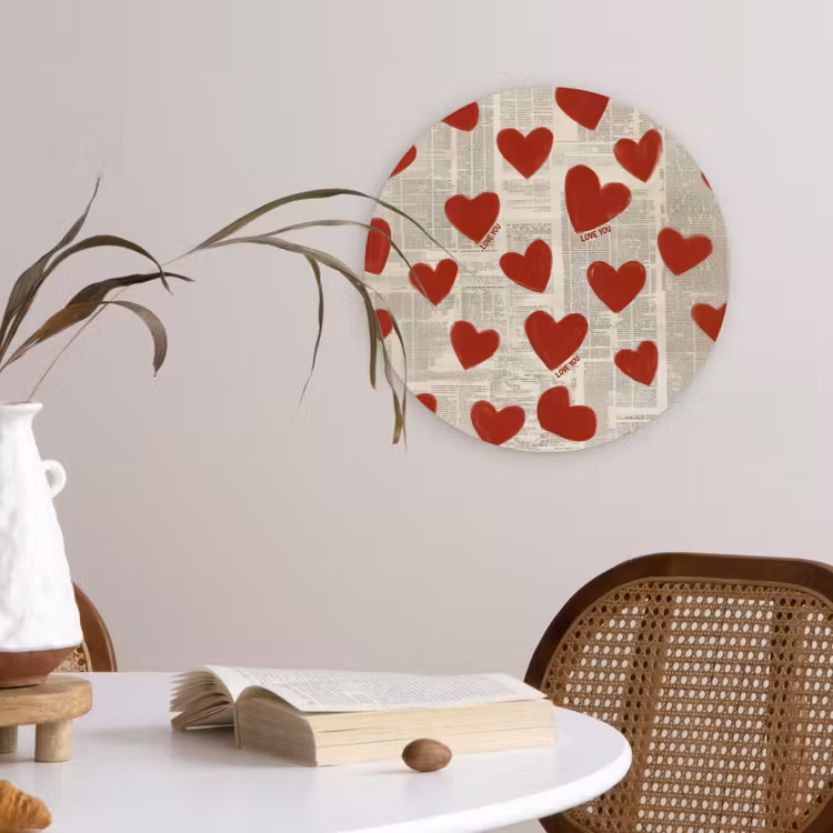 Hartjes - Krant - Loveyou Wandcirkel kunststof plaat 5mm dik klein -sfeer4