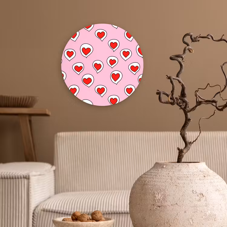 Hartjes - Patroon - Rood Wandcirkel kunststof plaat 5mm dik klein 188 -sfeer1