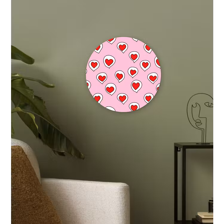 Hartjes - Patroon - Rood Wandcirkel kunststof plaat 5mm dik klein 188 -sfeer3
