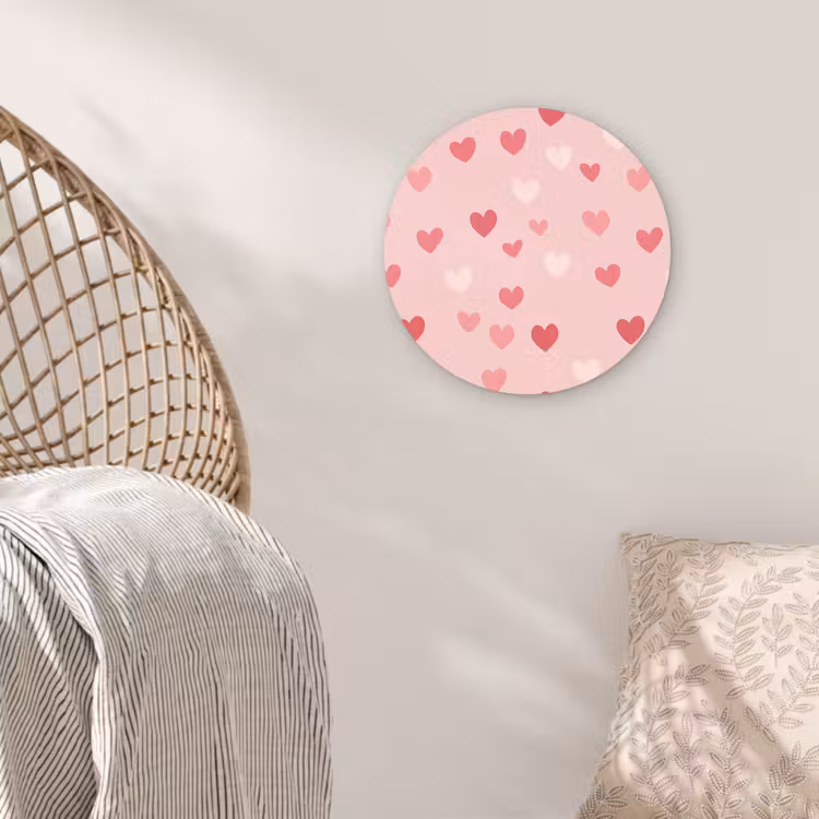 Hartjes - Patroon - Roze - Eenvoudig Wandcirkel kunststof plaat 5mm dik klein -sfeer5