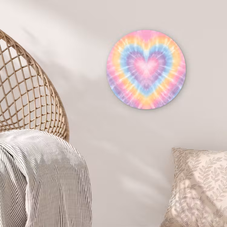 Hartvorm - Pastelkleuren - Tie Dye Wandcirkel kunststof plaat 5mm dik klein -sfeer5