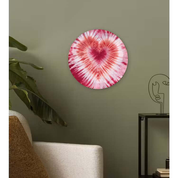 Hartvorm - Roze - Tie dye Wandcirkel kunststof plaat 5mm dik klein -sfeer3