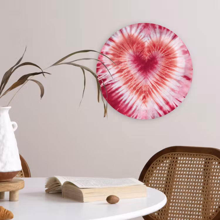 Hartvorm - Roze - Tie dye Wandcirkel kunststof plaat 5mm dik klein -sfeer4