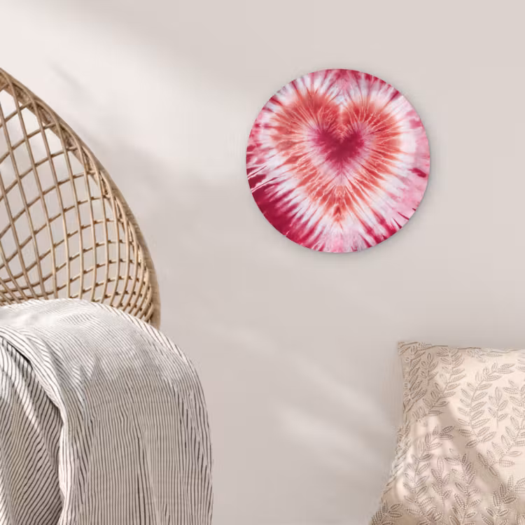 Hartvorm - Roze - Tie dye Wandcirkel kunststof plaat 5mm dik klein -sfeer5