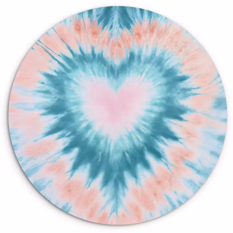 Hartvormig - Tie dye - Pasteltinten - Lichtgroen Wandcirkel kunststof plaat 5mm dik klein -3d