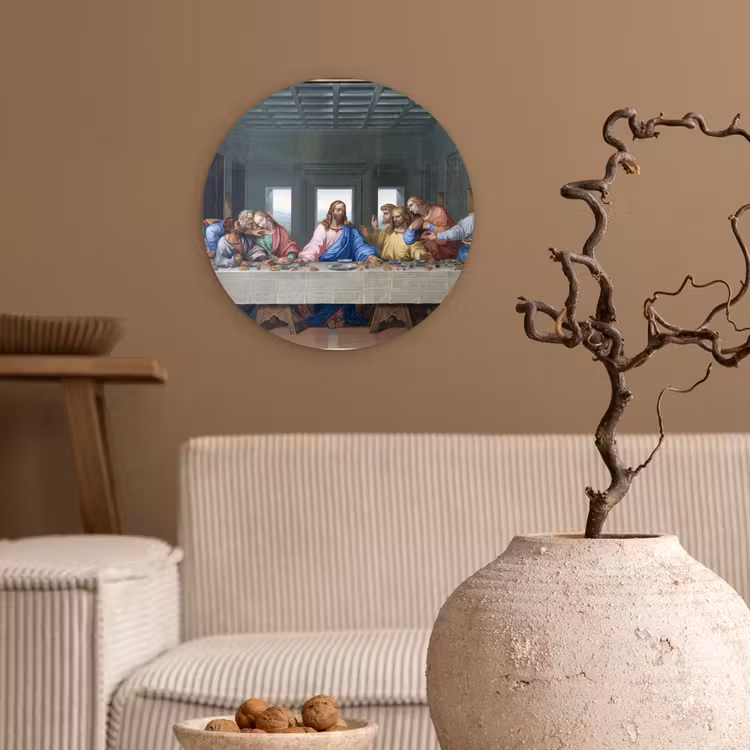 Het laatste avondmaal - Leonardo da Vinci Wandcirkel kunststof plaat 5mm dik klein -sfeer1