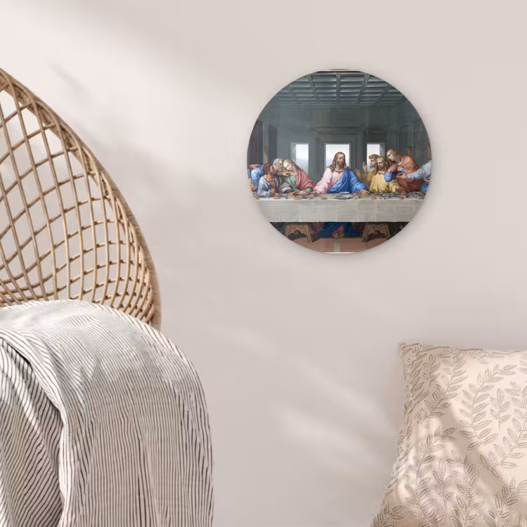 Het laatste avondmaal - Leonardo da Vinci Wandcirkel kunststof plaat 5mm dik klein -sfeer5