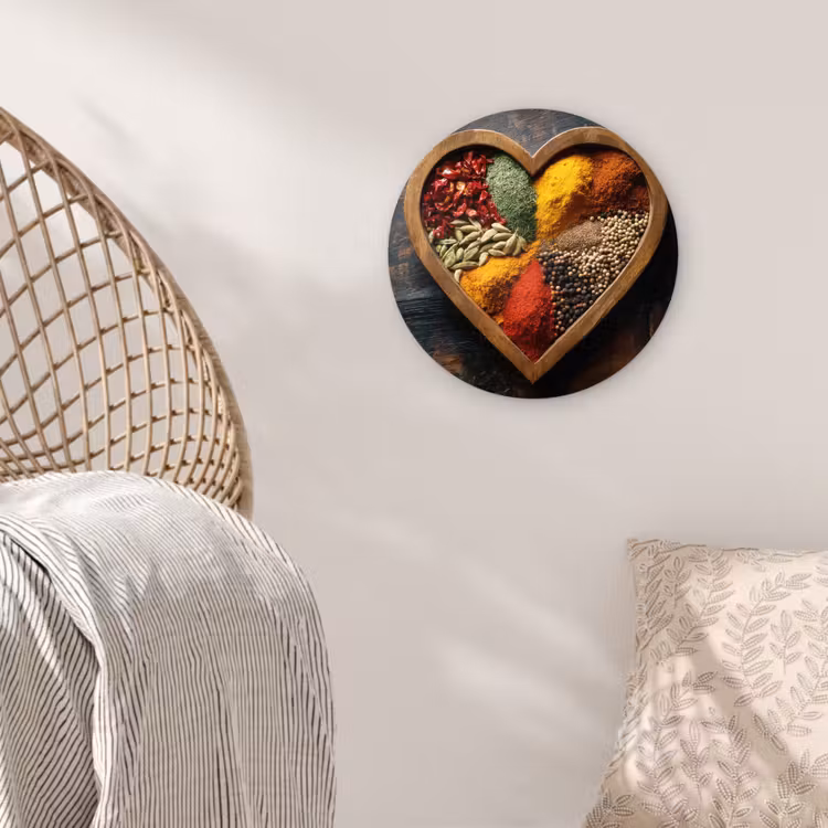 Houten - Hart - Kleurrijke - Specerijen Wandcirkel kunststof plaat 5mm dik klein -sfeer5