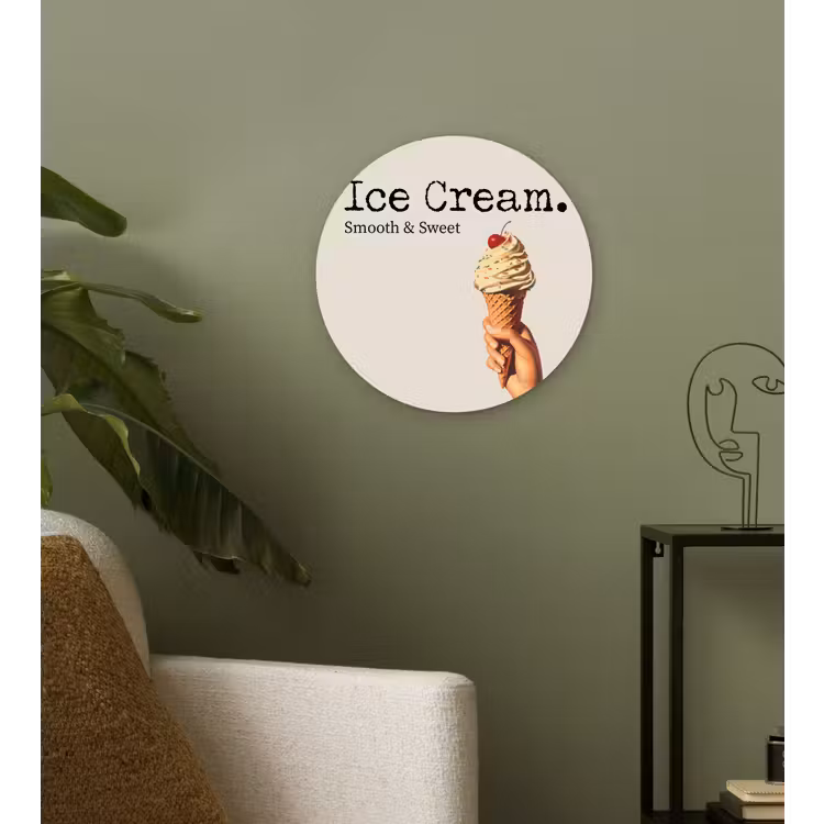Ice cream - Softijs - Kleurrijk - Kers Wandcirkel kunststof plaat 5mm dik klein -sfeer3