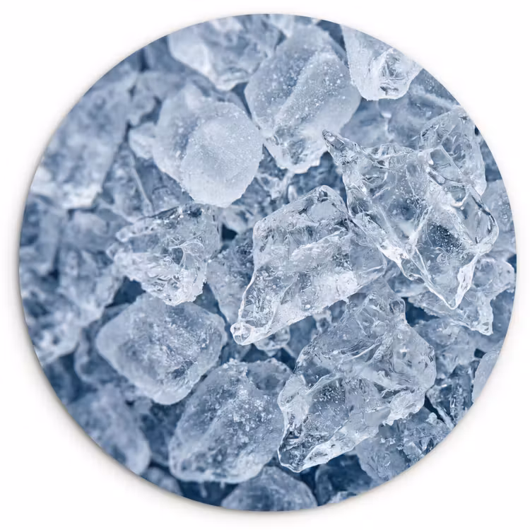 Ijsblokjes - Water - Blauw Wandcirkel kunststof plaat 5mm dik klein -3d