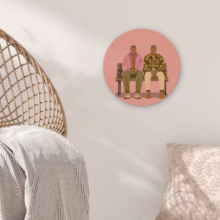 Illustratie - Bankje - Personen - Minimalistisch Wandcirkel kunststof plaat 5mm dik klein -sfeer5