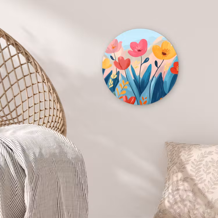 Illustratie - Bloemen - Kleurrijk Wandcirkel kunststof plaat 5mm dik klein -sfeer5