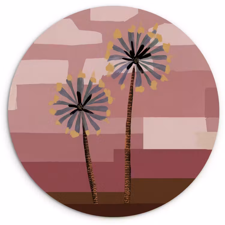 Illustratie - Bloemen - Vlakken - Abstract Wandcirkel kunststof plaat 5mm dik klein -3d