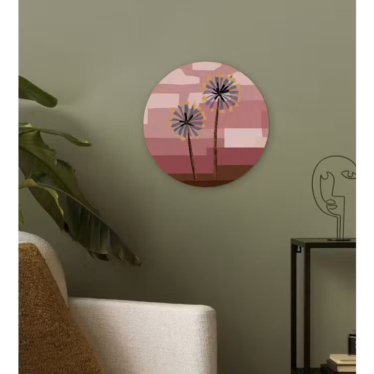 Illustratie - Bloemen - Vlakken - Abstract Wandcirkel kunststof plaat 5mm dik klein -sfeer3